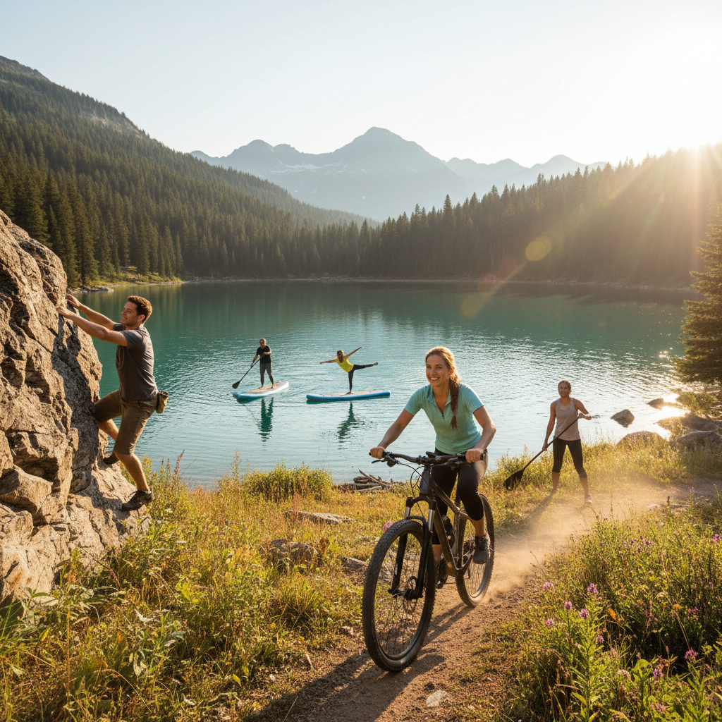 Gaya hidup aktif dengan olahraga dan aktivitas outdoor