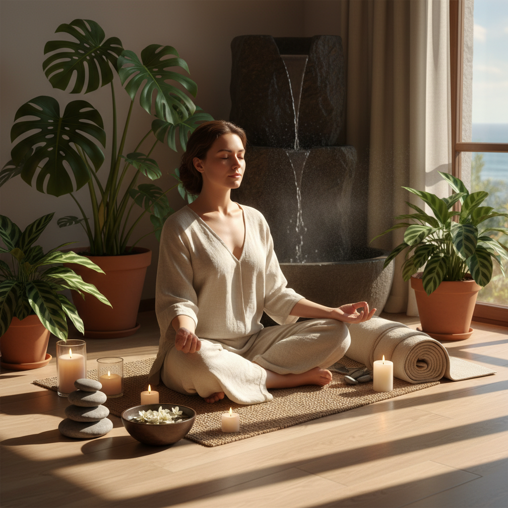 Suasana relaksasi dan kesejahteraan dengan elemen-elemen alami